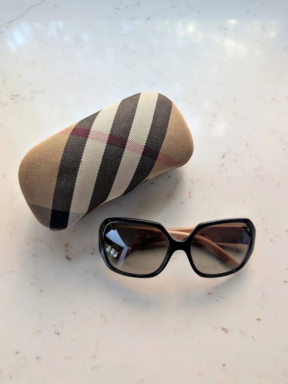 Burberry B 4086 3001/13 Sunglasses Plaid Acetate Sunglasses in Black & Brown